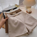 _ New Casual Comfortable Elegant Wild Shorts With Belt Women's Woolen Shorts Autumn Winter Slim Wide Leg A-line Shorts