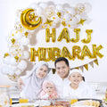 Hajj Mubarak Eid Latex Balloon Set for Scene Layout Round Eid Aluminum Foil Balloon for Hajj Mubarak Party Decoration Kit XJ0469
