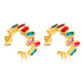 Fashion Light Luxury Stainless Steel Irregular Shape Multi Colors Zircon Stud Earrings for Women Girls