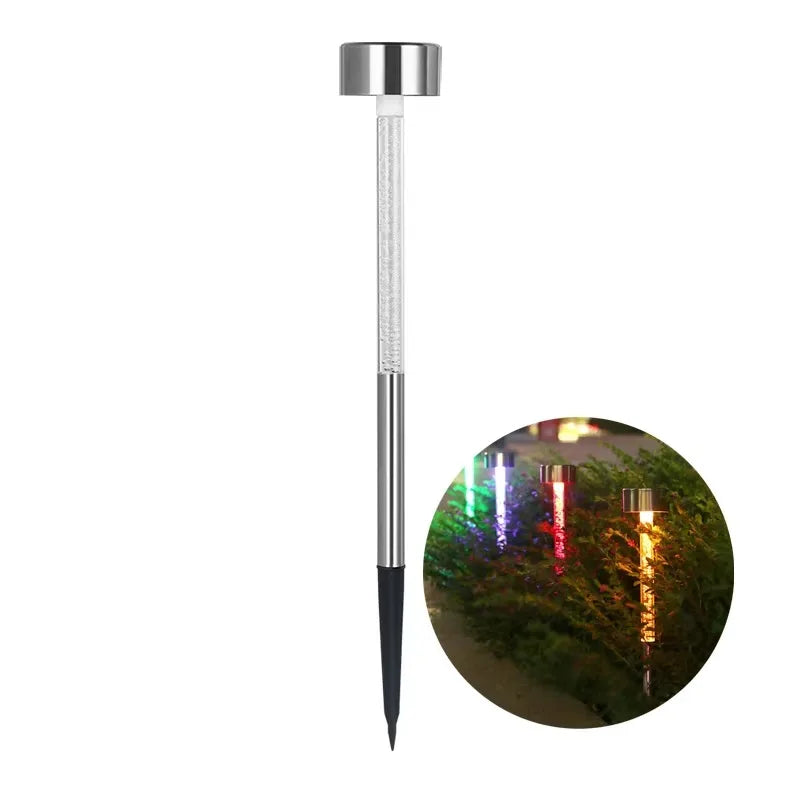 Factory Wholesale 1 LED Solar Lawn Lamp RGB Stainless Steel Air Bubbles Outdoor Garden Courtyard Decoration Light