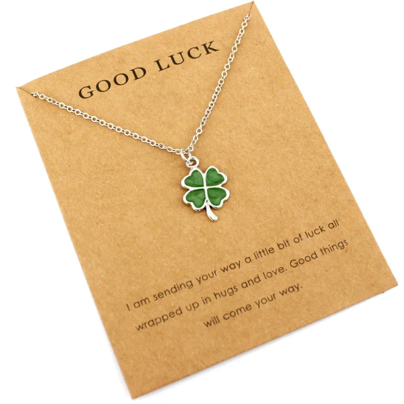 Irish St. Patrick's Day Gift Claddagh Ring Interlocking Rings Charm Celtic Knot Lucky Clover Shamrock Pendant Jewelry Necklace