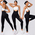 FLW Women's Sleeveless Tummy Control Workout Jumpsuit One Piece Sports Bodysuit