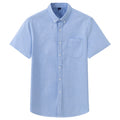 RNSHANGER New Summer Shirt for Men 100% Cotton Solid Color Stripe Shirt Short Sleeve Casual Oxford Social Men Shirts