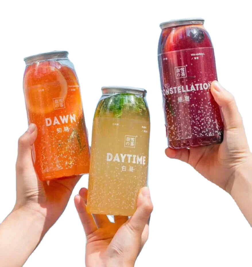 Wholesale Transparent Food Grade Plastic PET Can for Soda Beverage Soft Drink Carbonated Drink