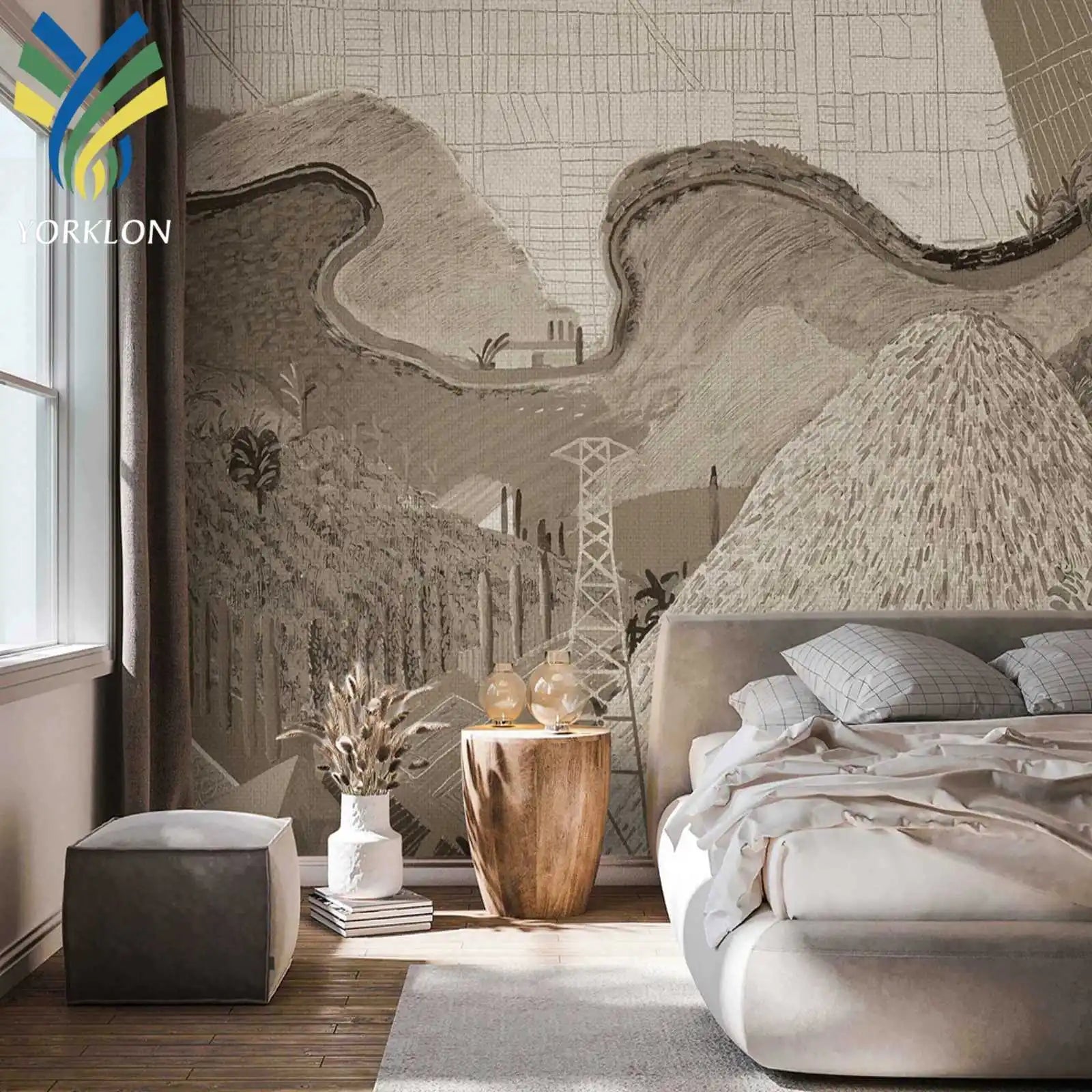 YF-CN 22 Customized 3D Mural Wallpaper Interior Landscape with Natural Green Botanical Pattern Waterproof and Anti-Static