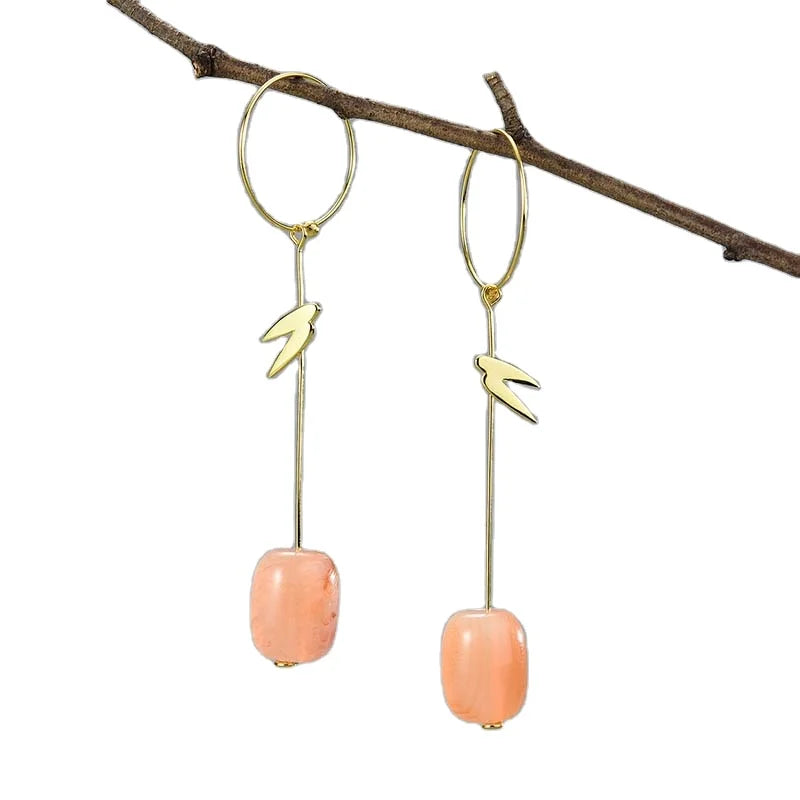 Lotusfun Lotus Fun Real 925 Sterling Silver Agate Flower Long Dangle Drop Earrings Fine Jewelry for Women