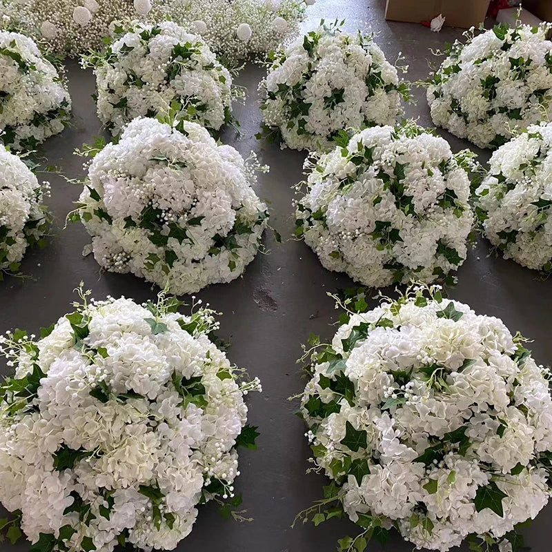 F306 Wedding Event Birthday Party Tall Ball Wedding Supplies Artificial Floral Ball White Hydrangea Flower Ball Centerpieces