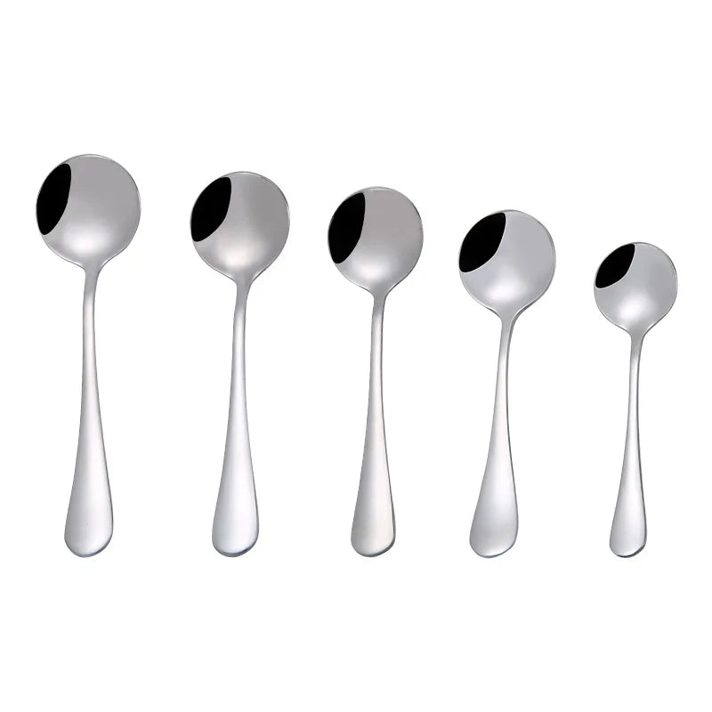 Small Large Silver Metal Stainless Steel 410 Flatware Utensil Soup Serving Spoon for Hotel Restaurant