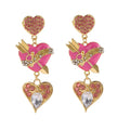 Bulk Wholesale Earring Designer with pink Heart Rhinestone Jeweled Earring for