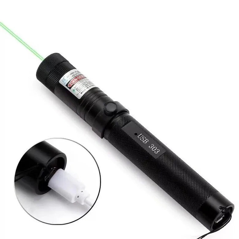 Long Distance Powerful Portable Rechargeable USB Charging Flashlight Green Red Purple