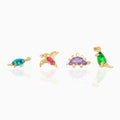 Zuola Fashion Earring Colorful Zircon 18K Gold Plated Animal Dinosaur Studs Earring 925 Silver Posts Cute Earring for Girl Gift