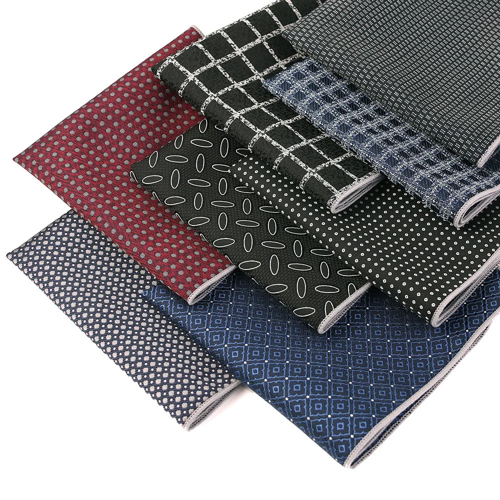 Popular Black Hanky Floral Polk Dot Handchief Pocket Square Custom Embroidered Handkerchief for Men