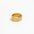 High End 18K PVD Gold Plated Star Burst Shining Band Rings Stainless Steel Women Rings Tarnish Free Jewelry