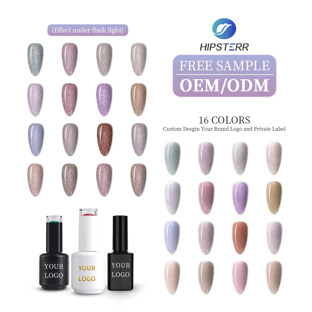 OEM Free Sample Nude Disco Reflective UV Gel Polish Private Label UV Rubber Base Nail Polish