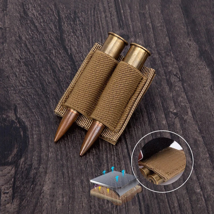 600D Nylon Outdoor 2-hole Ammo Cards Patch Bag Accessories 7.62MM Tactical Bulk Tool Velcro Bullet Bag