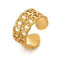 Nabest Tarnish Free Stainless Steel Geometric Opener Layers Ring Jewelry Women Layers Chain Gold Plated Adjustable Rings