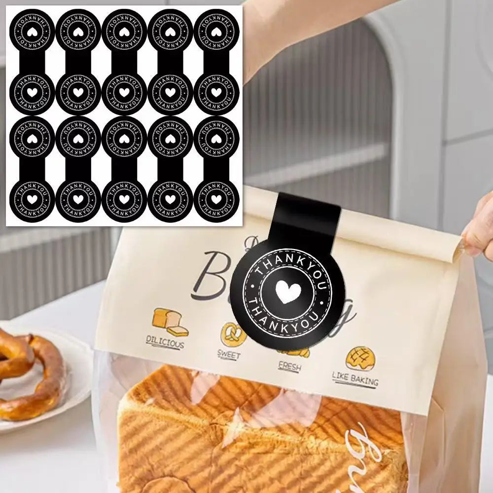 Handmade Self-Adhesive Bakery Stickers Classic Style White Paper Offset Printing Food Baking Label Sealing Tamper-Proof Tags