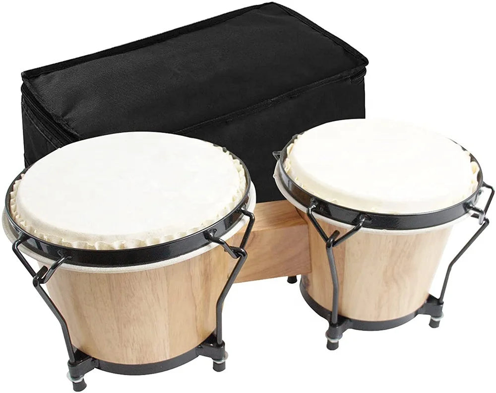 Bongo 6 Inch X 7 Inch Kids Adults Hand Drum Set Leather Drumhead Tunable Percussion Instruments