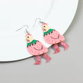 Cute Animal Accessories Custom Print Pink Hen Strawberry Glitter Boots Heels Casual Fashion Jewelry Acrylic Drop Earrings Women