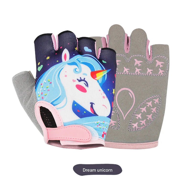 Outdoor Sport Road Mountain Bike Kids Junior Cycling Gloves Fit Boy Girl Youth Age 2-10 Bicycle Half Finger Pair Gloves
