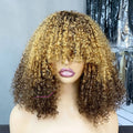 Pixie Curls Wig Double DrawnFringe Bob Wig14 Inch 3 Tone Color Human Hair Wigs for Black Women