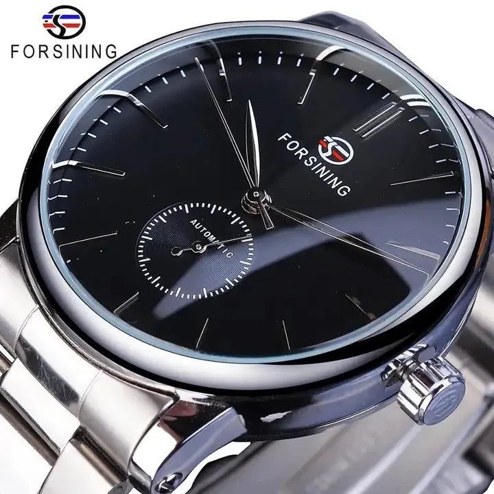 Forsining New Mens Mechanical Automatic Watches Top New Luxury Silver Stainless Business Fashion Clock Classic Man Gift