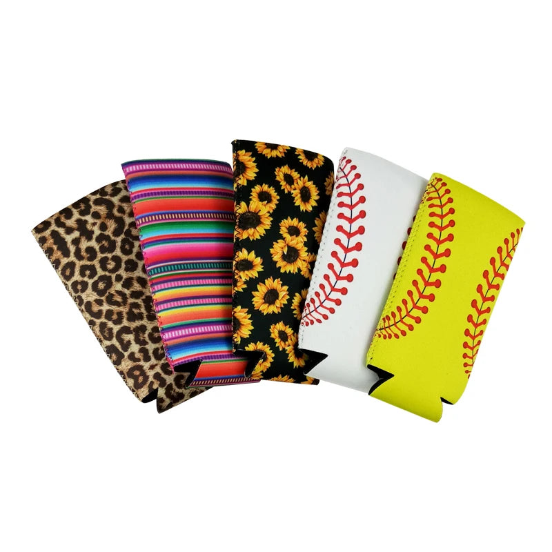 Neoprene 330ml Sublimation Printed Slim Can Sleeves Insulated 12oz Skinny Softball Can Coolers RTS