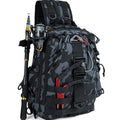 Best Cool Black Camo Small Travel Tactical Canvas Fly Fishing Tackle Gear Crossbody Shoulder Sling Bag for Poles Rod Carry