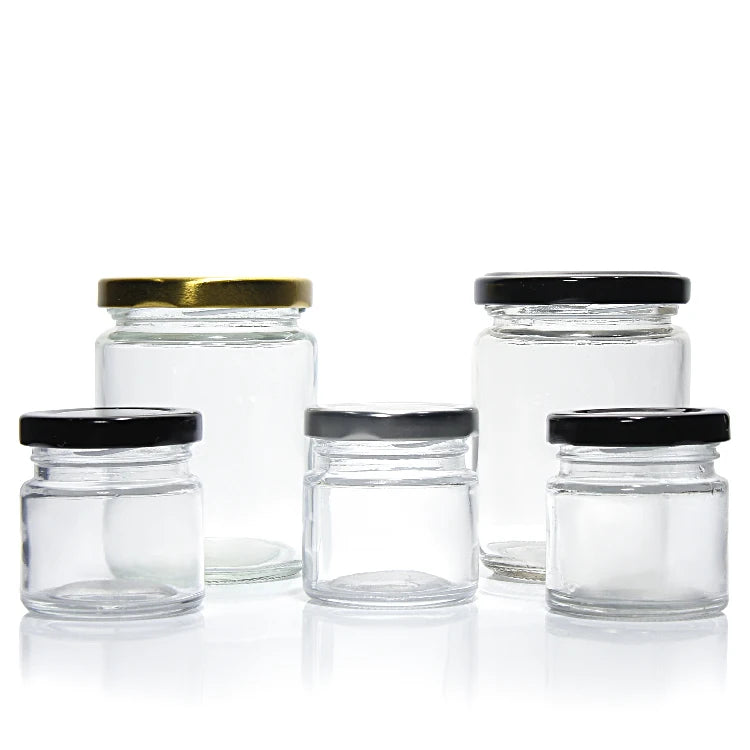 Wholesale Factory Round Shape 12oz Food Grade Cheap Empty clear Jam Honey Glass Jar with Metal Lid