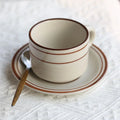 Hot Selling Korean Ins Retro Style Red Line Ceramic Coffee Cup and Saucer