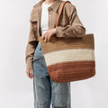 Customizable New Arrival Summer Canvas Straw Bag 2025 Flag Colors Large Capacity Tote Bag Fashion Ladies Straw Beach Bags