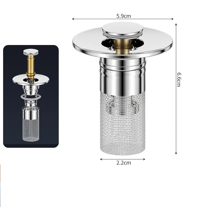 Stainless Steel Floor Drain Filter Washbasin Plug Anti Odor Pop-Up Bounce Core Basin Stopper Hair Catcher Shower Sink Strainer