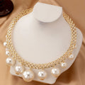 Exaggerated Design Choker Clavicle Chain Women Elegant Vintage Large and Small Pearl Tassel Necklace Jewelry