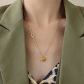 MC343 Wholesale 18K Gold Plated Stainless Steel Jewelry Minimalism Double Heart Necklace Charm Heart Pendant Necklace for Women
