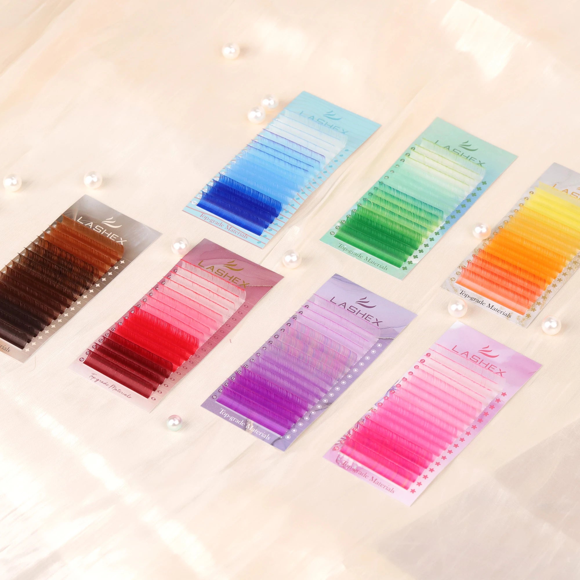Super Softer Colored 0.02mm 0.03mm Neon Color Lash Supplies Colorful Lash Trays Brown Lashes 16 Line Glitter Eyelash Extension