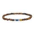 Men's 4mm Natural Tiger Eye Gemstone Beads Bracelet Blue Evil Eyes Bracelet Fashion Men Women Bracelet