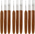Bamboo Wooden Handle Steel Crochet Hook Lock Set Fashion Sewing Accessory Tools with Sewing Accessory Includes 9 Pieces