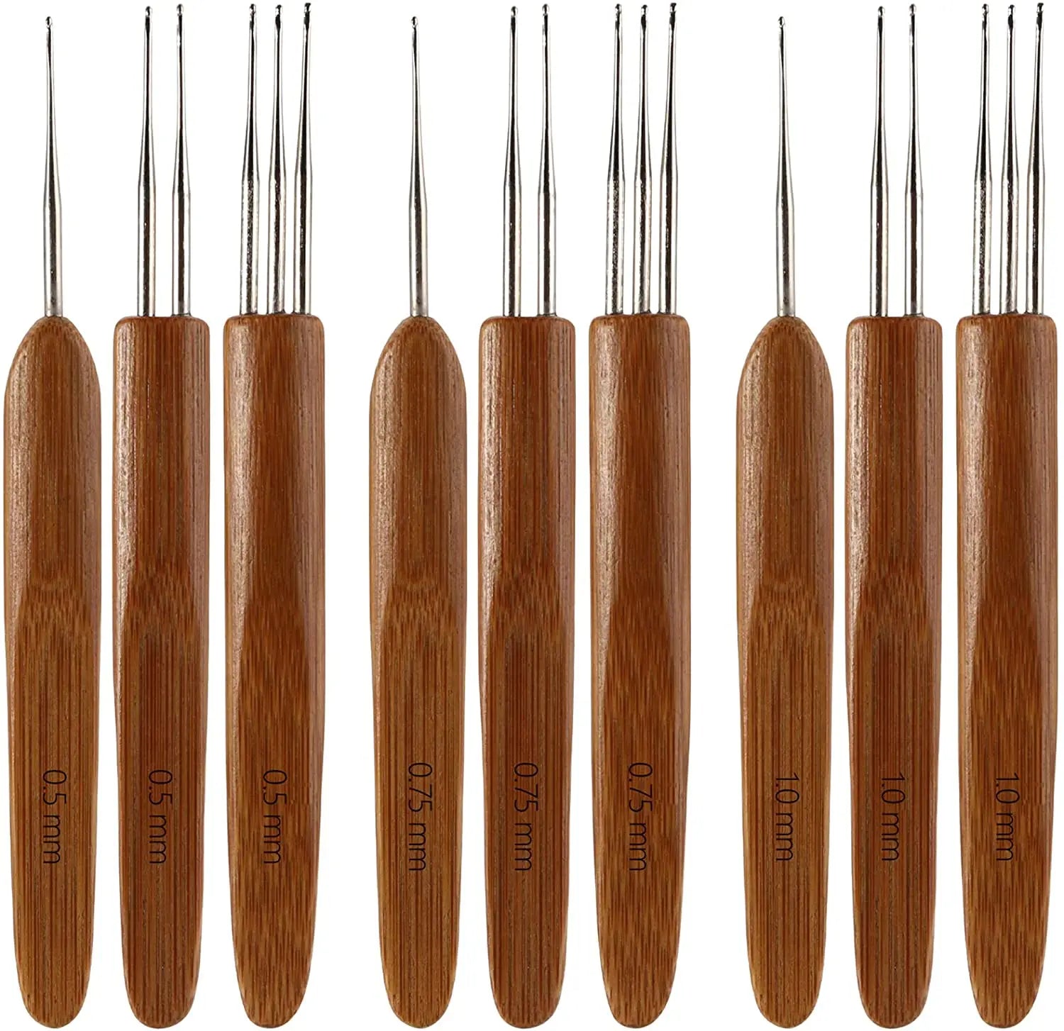 Bamboo Wooden Handle Steel Crochet Hook Lock Set Fashion Sewing Accessory Tools with Sewing Accessory Includes 9 Pieces