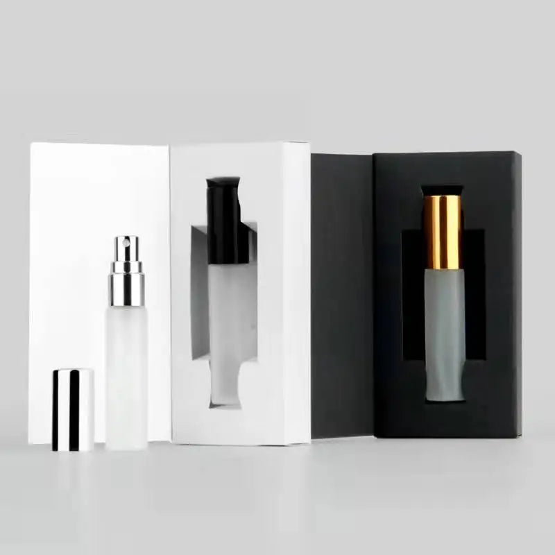 3ml 5ml 10ml Empty Mini Sample Frosted Perfume Tube Glass Cosmetic Spray Bottle with Paper Box Package