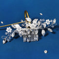 Hot Selling Bridal Crystal Pearl Flower Handmade Wedding Headpiece Hair Combs Metal Leave Hair Accessories