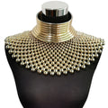 Africa Gold Tone Fashion Jewelry Sets Statement Pearl Beaded Bib Geometric Necklaces Vintage Punk Leather Choker Collar Set 2pcs