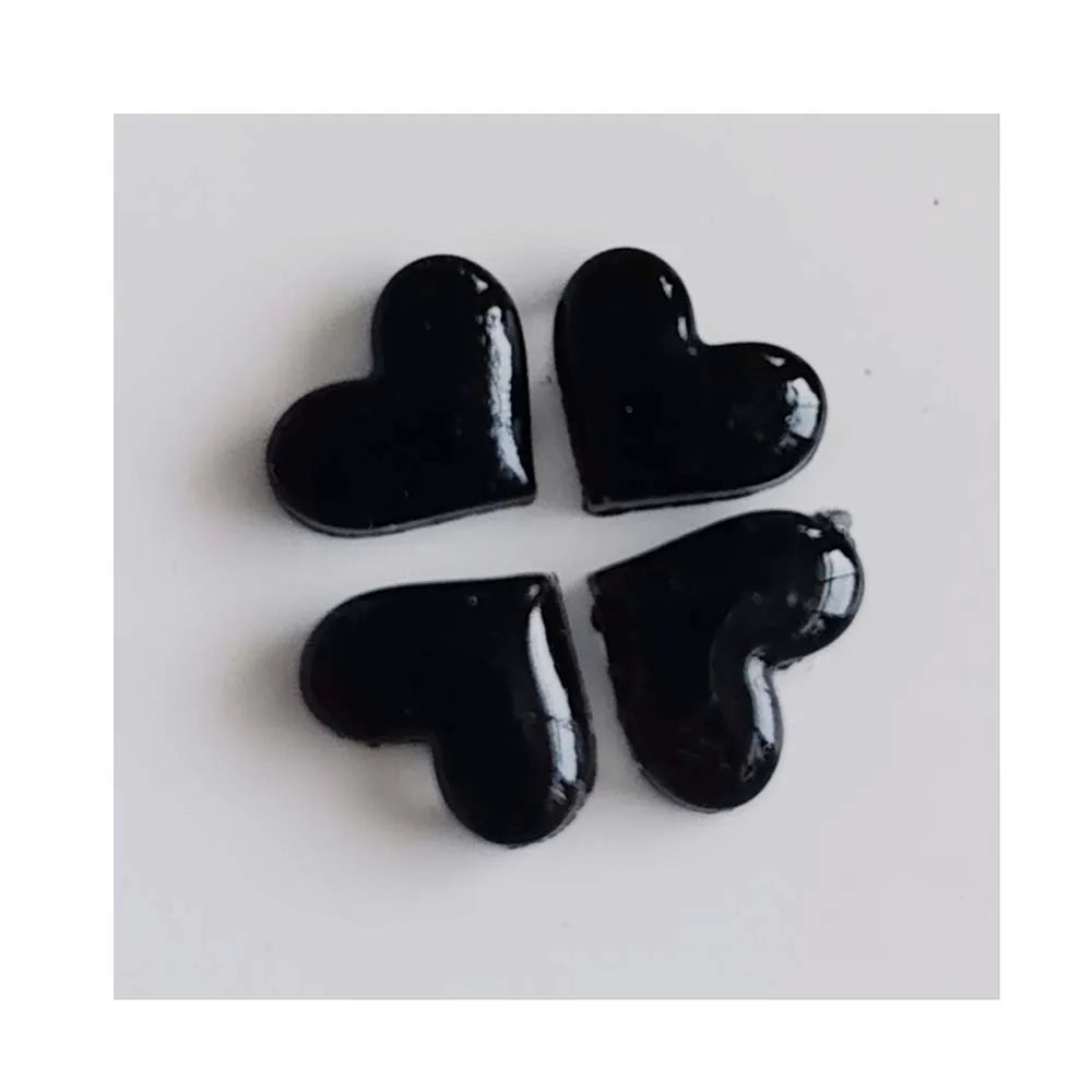 New Lovely ShinyBlack Heart Flatback Resin Cabochons Embellishments for Scrapbooking  Slime Filler Decoration