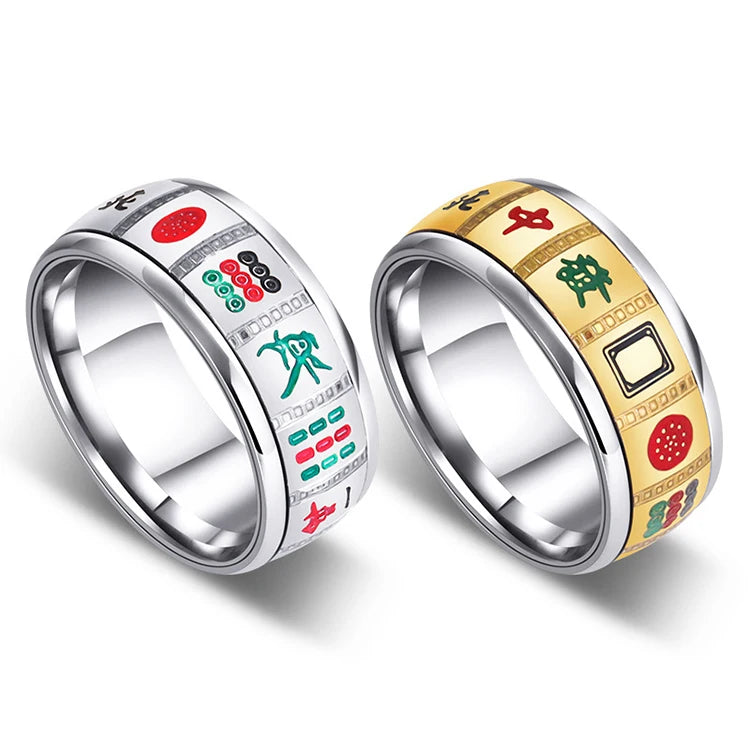 Korean Version Fashion Jewelry Rings Stainless Steel Hip Hop Ring Personality Simple Rotatable Anxiety Ring