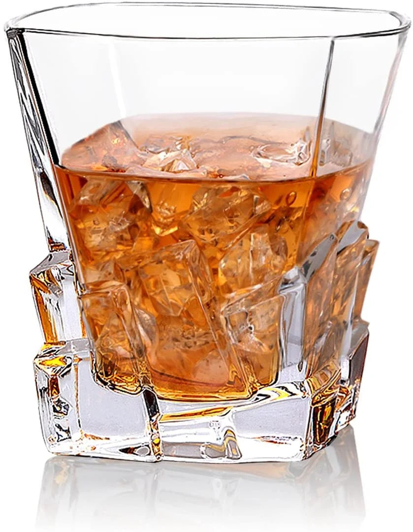 Lead-Free Square Transparent Whiskey Glass Cup 10oz for Home Bar Hotel Wedding Parties Perfect Drinkware Gift