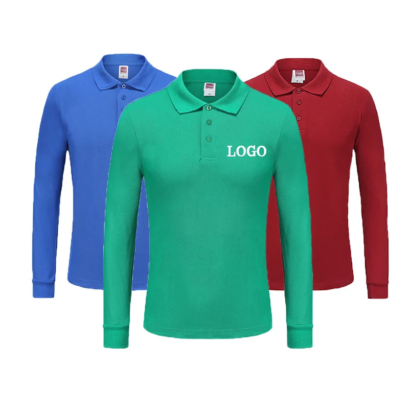 Hot Sale Custom Logo Summer Running for Polo Shirt for Men Quality 100% Cotton Knitted Long Sleeve Print Design