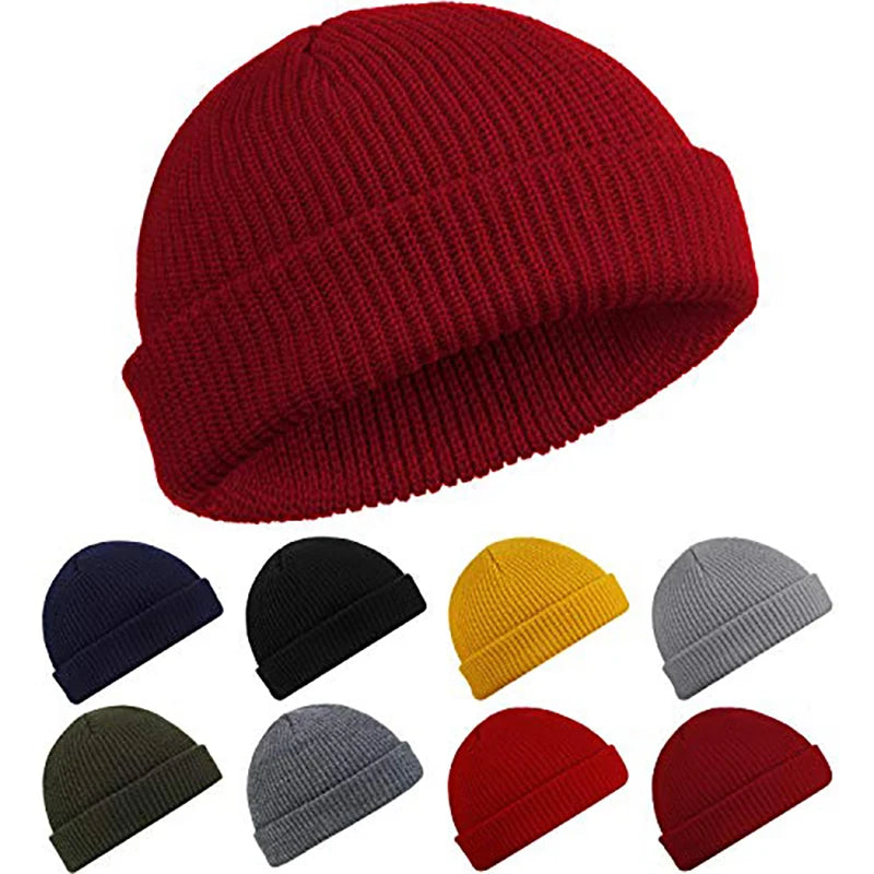 Manufacturers Wholesale Custom Unisex Recycled Acrylic Knit Docker Skully Hat Skull Cap Short Fisherman Beanie With Logo
