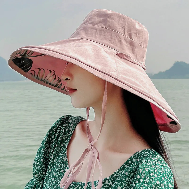 WoZhen New Korean Style Wholesale Women's Sun Hats Outdoor Beach Big Brim Fisherman Cap