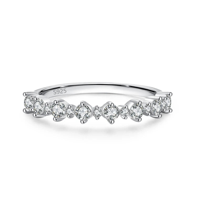 Wholesale 925 Sterling Silver Shiny Row CZ Diamond Stone Stackable Wedding Ring for Women