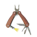 Wooden Handle Stainless Steel Mini Folding Multi Pliers LED Light Saw Blade Screwdriver-DIY Portable OEM Customizable Packaging