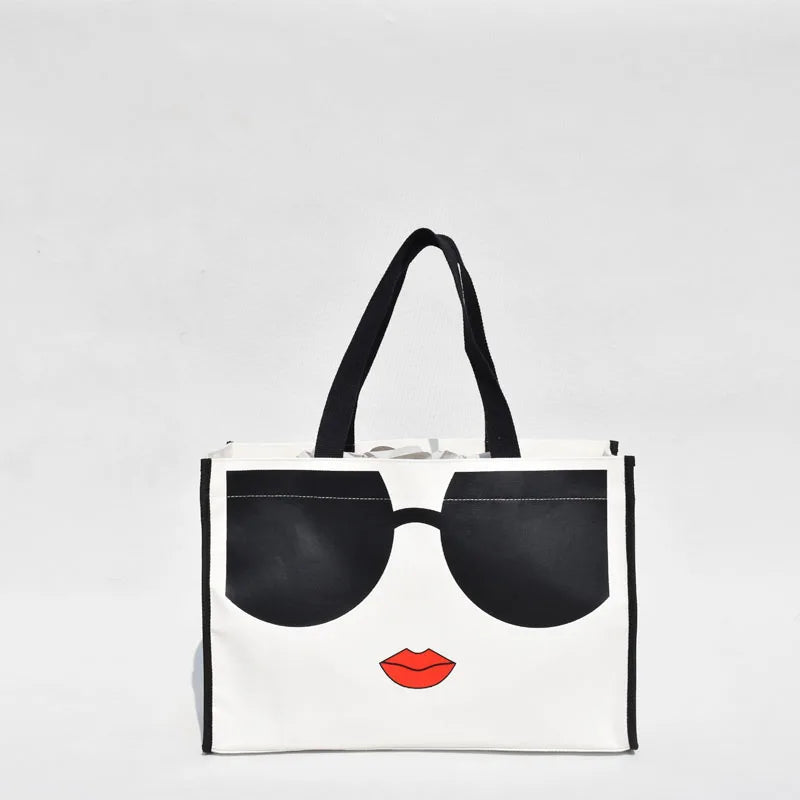 Women's High Quality Luxury Custom Printed Logo Recycled Cotton Tote Bag Fashionable Canvas Reusable Travel Shopping Bag